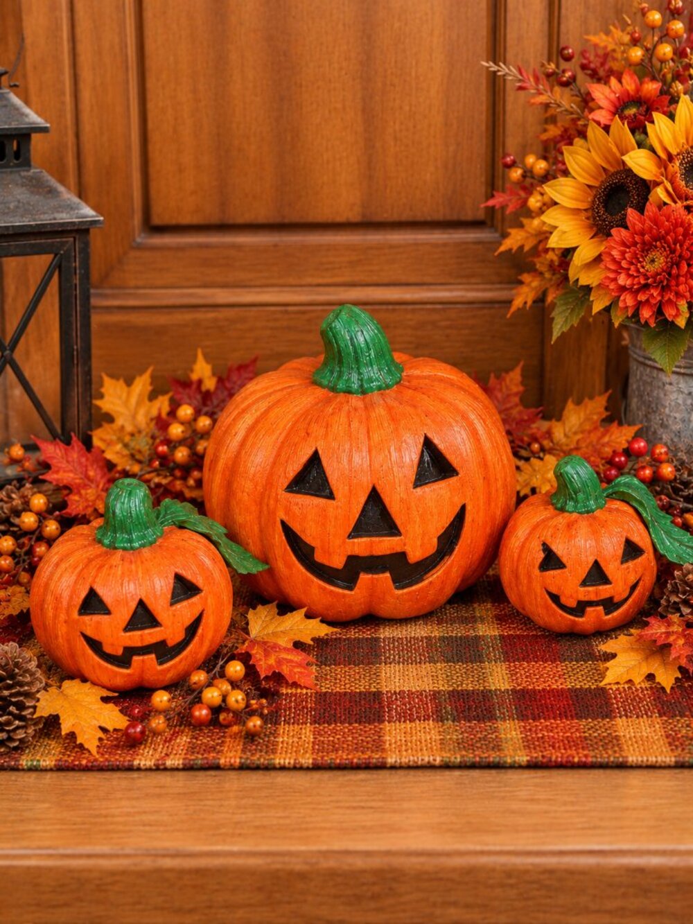 3 Decor Pumpkins Painted Corn Husk - Picture 1 of 4